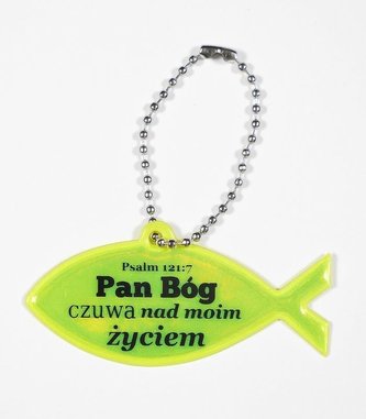 Zawieszka odblaskowa. Rybka - Pan Bóg czuwa nad...