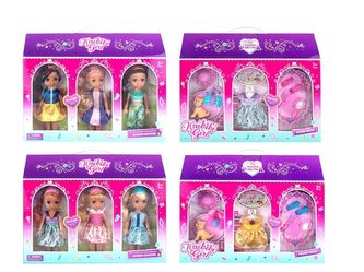 Lalka 16cm 3szt + stroje dwustronne mix