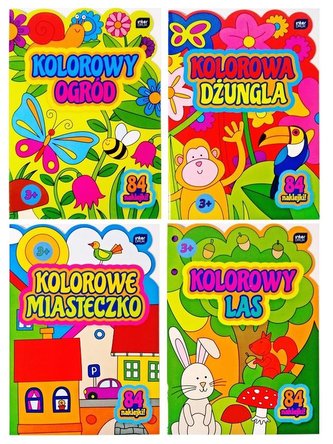 Kolorowanka A4 z nakl. 4 wzory. MIX