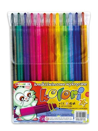 Kredki świecowe 12 kolorów wykręcane PENMATE