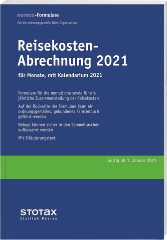 Reisekosten-Abrechnung 2021 mit Kalendarium