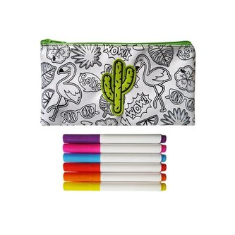 Piórnik do kolorowania z flamastrami kaktus