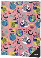 Teczka A4 cienka z gumką Peacock różowa MILAN