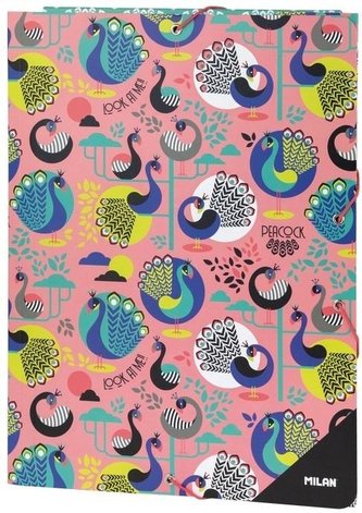 Teczka A4 cienka z gumką Peacock różowa MILAN