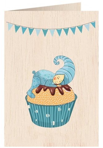 Karnet drewniany C6 + koperta Narodziny chłopiec