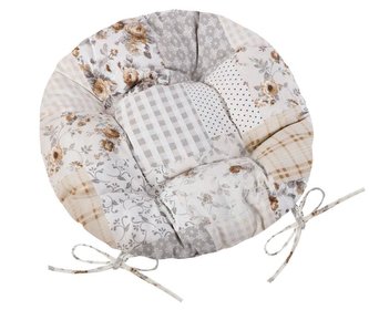 Sedák EMA kulatý prošívaný - béžovošedý patchwork - průměr 40 cm