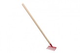 Hrábě červené s násadou kov/dřevo 80cm nářadí