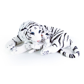 Velký plyšový tygr bílý ležící s mládětem 40 cm