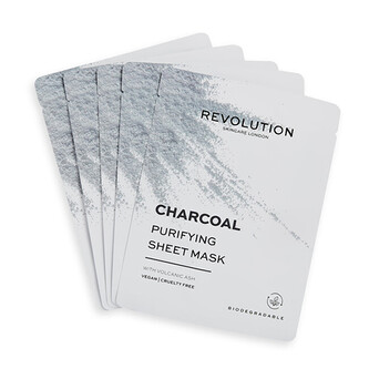 Revolution Skincare Sada pleťových masek s černým uhlím Biodegradable (Purifying Charcoal Sheet Mask) woman
