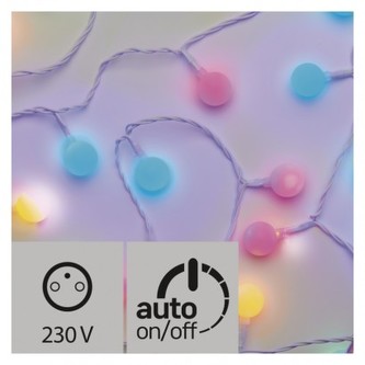 LED světelný cherry řetěz – kuličky 2,5cm, 4m, multic., čas. LED světelný cherry řetěz – kuličky 2,5cm, 4m, multic., čas.