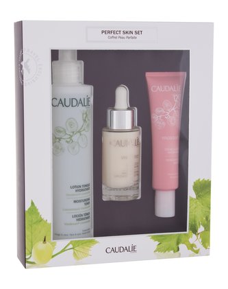Caudalie Perfect Skin Set pleťové sérum Vinoperfect Radiance Serum Complexion Correcting 30 ml + hydratační tonikum Moistruzing Toner 200 ml + hydratační krém Vinosource Moistruzing Sorbet 40 ml