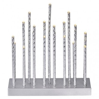 LED svícen stříbrný, 3× AA, teplá bílá, časovač