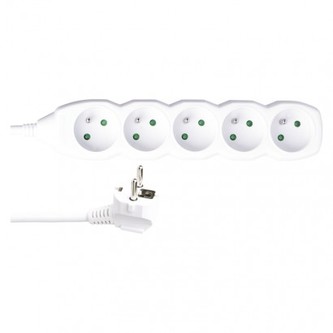Prodlužovací kabel – 5 zásuvek, 3m, 3× 1,5mm2, bílý