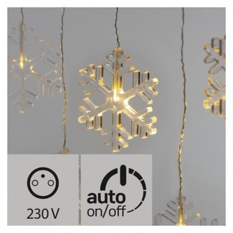 LED vánoční závěs – vločky, 80cm, venkovní, teplá bílá, čas. LED vánoční závěs – vločky, 80cm, venkovní, teplá bílá, čas.