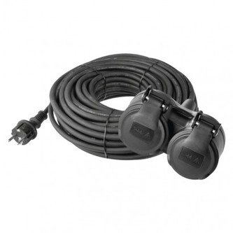 Prodlužovací kabel gumový – 2 zásuvky, 25m, 3× 1,5mm2, IP44 Prodlužovací kabel gumový – 2 zásuvky, 25m, 3× 1,5mm2, IP44