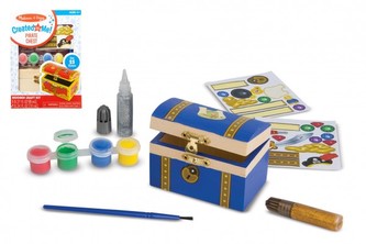 Kreativní sada dřevěná pirátská truhla k vymalování v krabičce 15x20x8cm