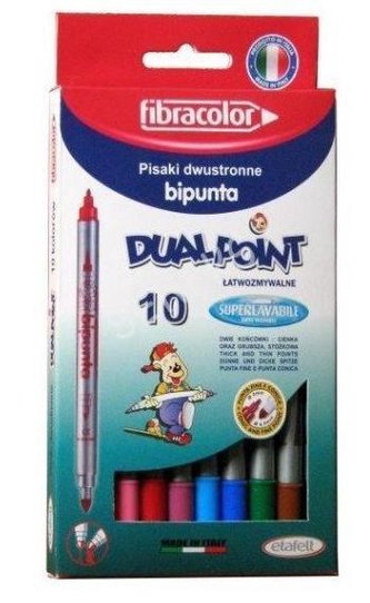 Pisaki Double Point 10 kol. w kart FIBRACOLOR