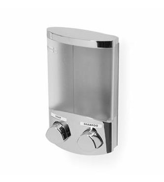 Dávkovač Compactor Duo mýdla / šampónu nebo desinfekce na zeď, chrom plast, 2 x 310 ml, RAN6016