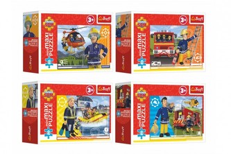 Minipuzzle miniMAXI 20 dílků Hrdinský Požárnik Sam v krabičce 11x8x4cm/ 4 druhy