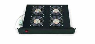 Ventilační jednotka Triton 19\" Horizontální 220V/60W, 2U, 4x ventil, termostat, černá