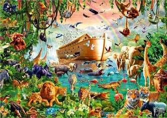 Puzzle 1000 Wyjście zwierząt z Arki Noego