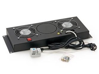 Ventilační jednotka Triton 19\" Vertikální 220V/30W, 4U, 2x ventilátor, termostat, černá