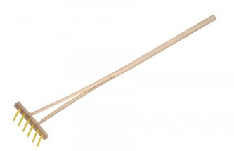 Hrábě žluté s násadou s 6 kolíky dřevo/plast 90cm nářadí
