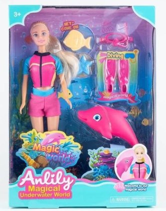Lalka Anlily 30 cm z delfinkiem + akcesoria