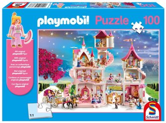 Puzzle 100 Playmobil Zamek księżniczki + figurka
