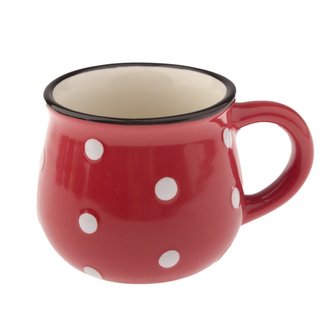 Keramický hrneček s puntíky - červený 75 ml