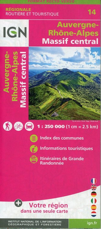 Auvergne Rhône-Alpes (Massif Central) Recto/verso 1:250 000 Auvergne Rhône-Alpes (Massif Central) Recto/verso 1:250 000