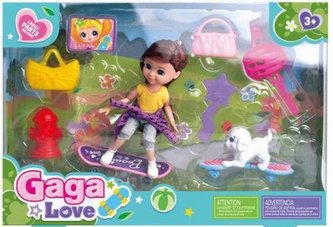 Laleczka 15 cm z pieskiem + akcesoria