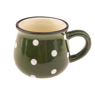 Keramický hrneček s puntíky - zelený 75 ml