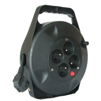 Solight prodlužovací přívod na bubnu, 4 zásuvky, 10m, černý kabel, 3x 1,5mm2