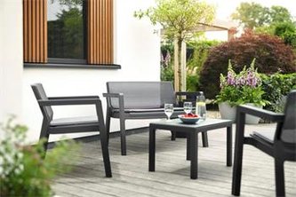Zahradní nábytek Keter Emily Patio Set se sedáky grafitová Zahradní nábytek Keter Emily Patio Set se sedáky grafitová