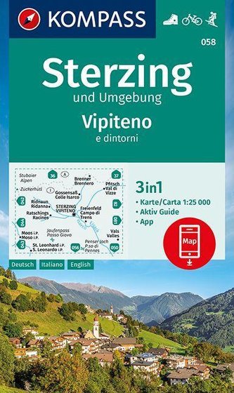 KOMPASS Wanderkarte Sterzing und Umgebung, Vipteno e dintorni 1:25 000