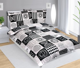 Povlečení bavlněné - patchwork šedočerný - 140x220, 70x90 Povlečení bavlněné - patchwork šedočerný - 140x220, 70x90