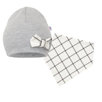 Kojenecká čepička s šátkem na krk New Baby Missy šedá - velikost 92 (18-24m)