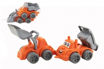 Stavební stroje 2ks plast na volný chod v síťce 13x17x28cm 12m+ Stavební stroje 2ks plast na volný chod v síťce 13x17x28cm 12m+