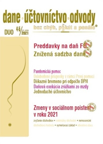 DUO 4-5/2021  – Zmeny v daniach a v účtovníctve v roku 2021