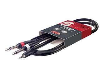Kabel STAGG JACK 3.5 konektor/2xJACK 6.3 konektor 2m