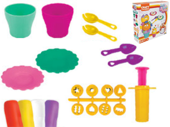 Sada tvořící hmota na výrobu zmrzliny 4x50g + 18 doplňků v krabičce