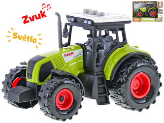 Traktor 14,5cm na setrvačník na baterie se světlem a zvukem v krabičce