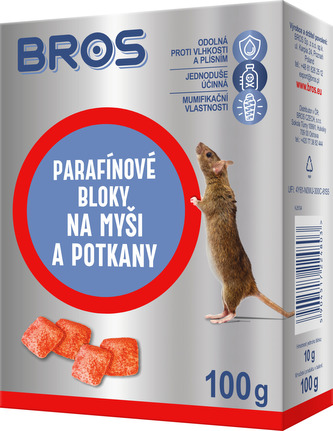 Parafinové bloky na myši, krysy a potkany BROS 100g