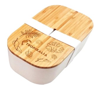 Tropikalia Lunch box ECO L s oddělovačem - Bílá páska