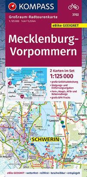 Großraum-Radtourenkarte Mecklenburg-Vorpommern. 1:125000, GPX-Daten zum Download
