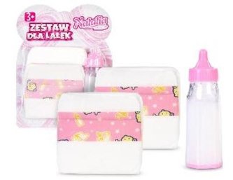 Zestaw dla lalek Natalia 2 pieluszki + akcesoria
