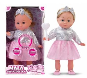 Lalka Natalia gwiazdeczka w srebrnej bluzce 36cm
