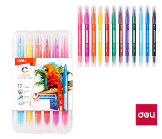 Fix oboustranný DELI štětečkový + liner 12 barev Color Emotion EC151-12