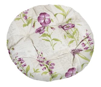 Sedák EMA kulatý prošívaný - fialové květy - průměr 40 cm